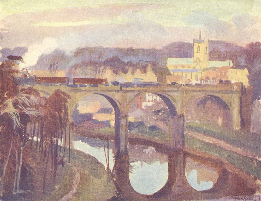 YORKSHIRE. The Traveller. Winter Dusk, Knaresborough 1939 old vintage print